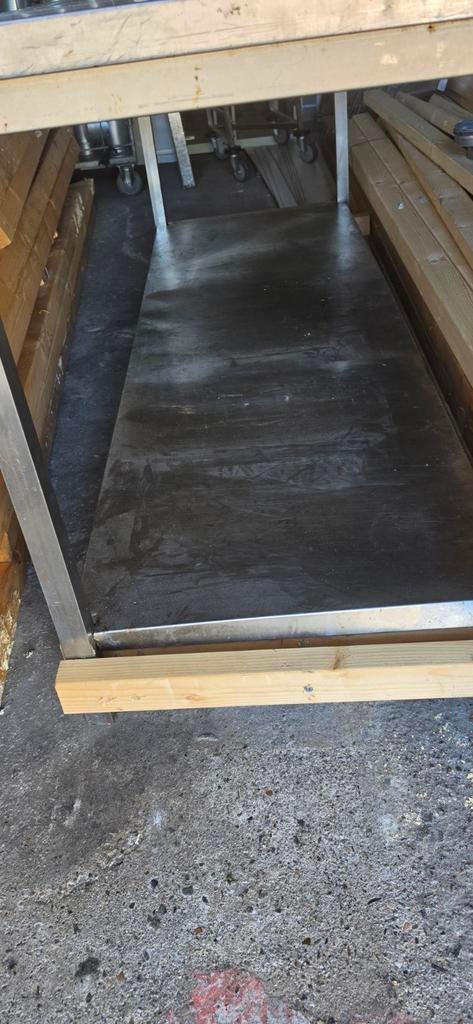 Rvs keuken blad meubel horeca werkbank tafel bouw metaal, Huis en Inrichting, Ophalen, Gebruikt, Donkers, Overige kleuren