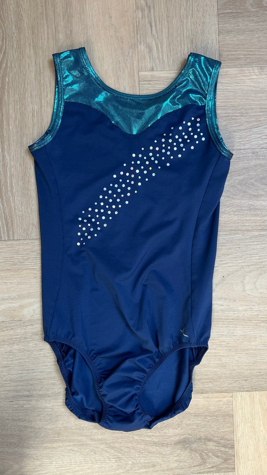Turnpakje Domyos met glitters - Maat 152, Blauw, Overige typen, Ophalen of Verzenden, Zo goed als nieuw