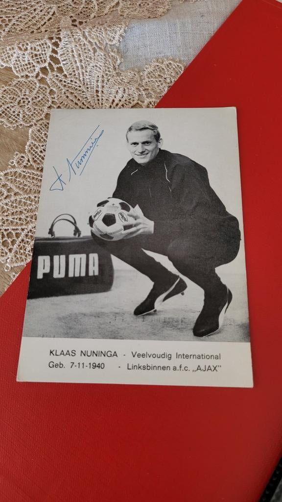 Klaas Nuninga spelerskaart gesigneerd, Ophalen of Verzenden, Zo goed als nieuw, Ajax, Spelerskaart