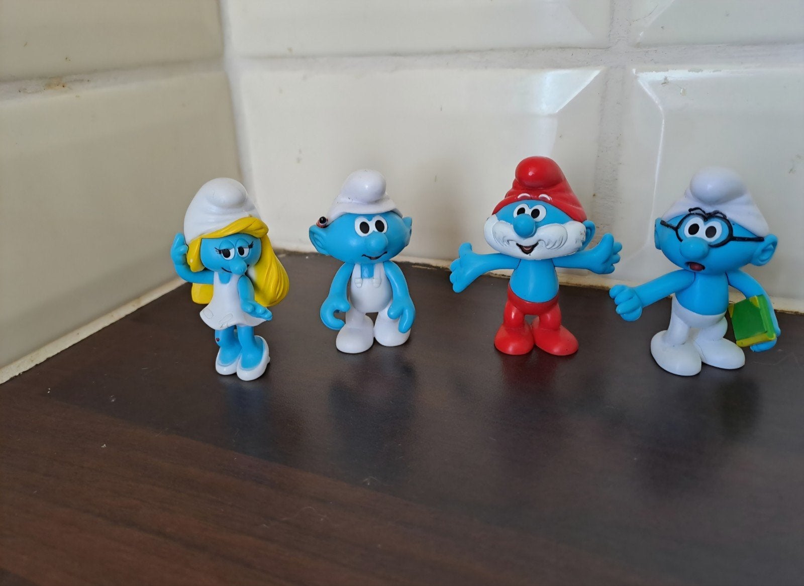 Vier leuke Smurfen ( Peyo), Verzamelen, Ophalen of Verzenden, Zo goed als nieuw, Verschillende Smurfen, Poppetje, Figuurtje of Knuffel