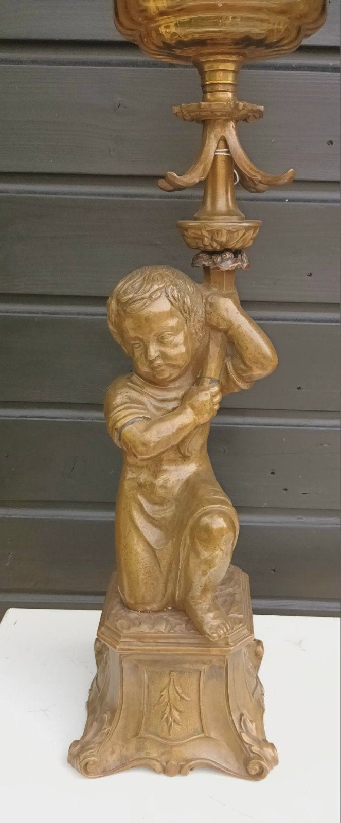 Groot Bronzen Beeld / Olielamp, Antiek en Kunst, Ophalen