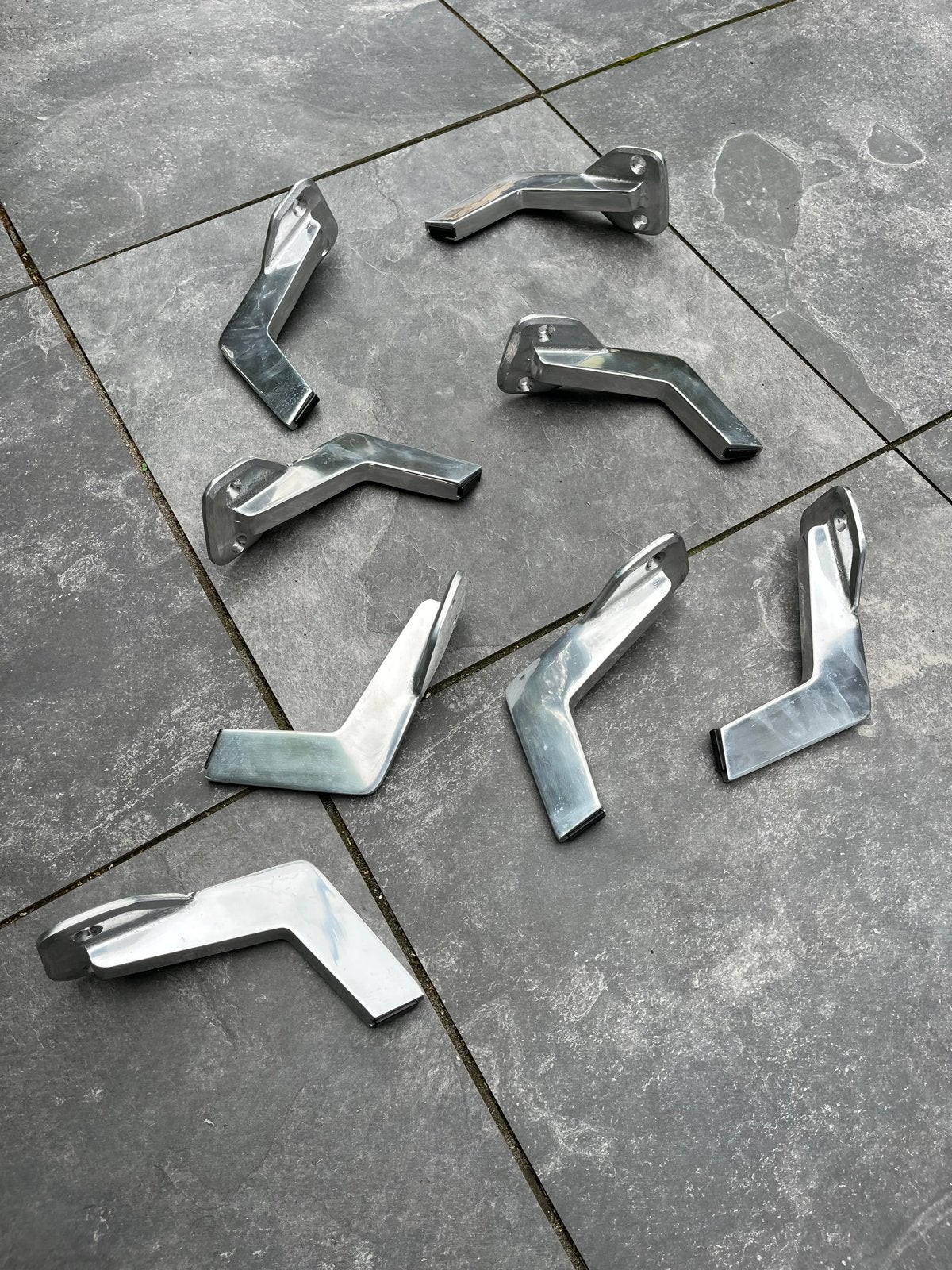 Leolux geborsteld aluminium poten set, Ophalen of Verzenden, Gebruikt