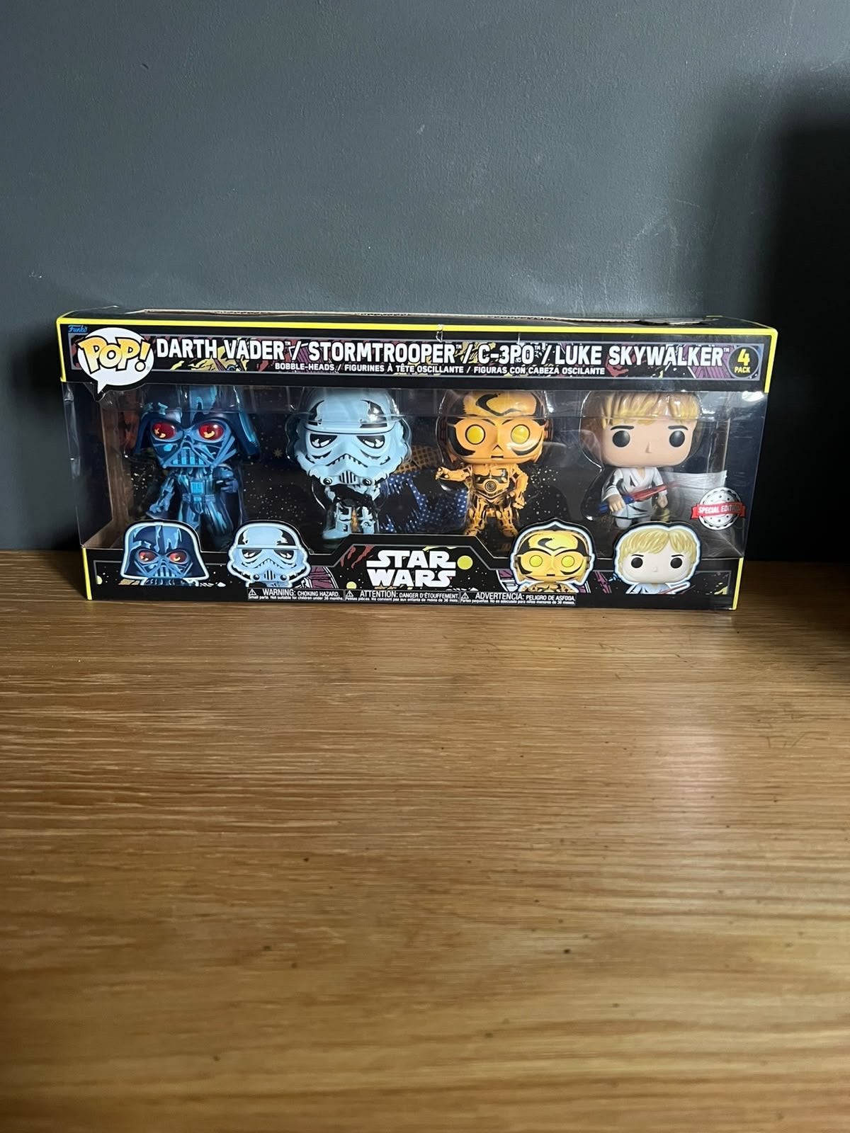 Star Wars Funko Pop! 4-pack: Darth Vader, Stormtrooper, C-3P, Ophalen of Verzenden, Nieuw, Actiefiguurtje