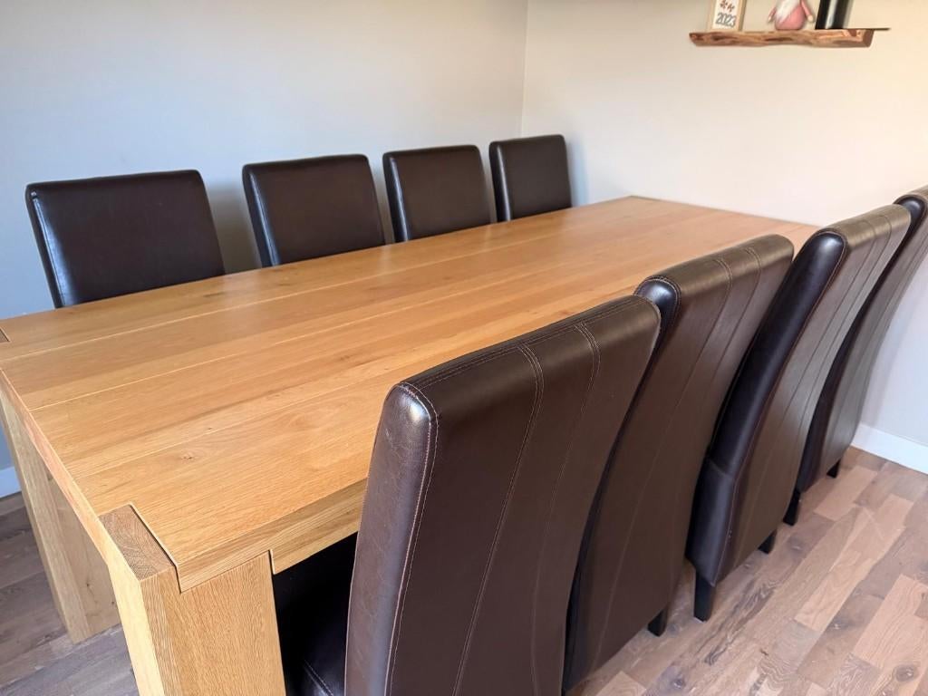 eetkamertafel met 8 stoelen, Ophalen, Gebruikt, 8 stoelen of meer