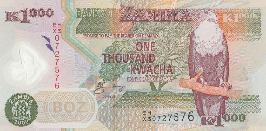 BANK OF ZAMBIA 2009 1000 KWACHA, Ophalen of Verzenden, Zambia, Los biljet