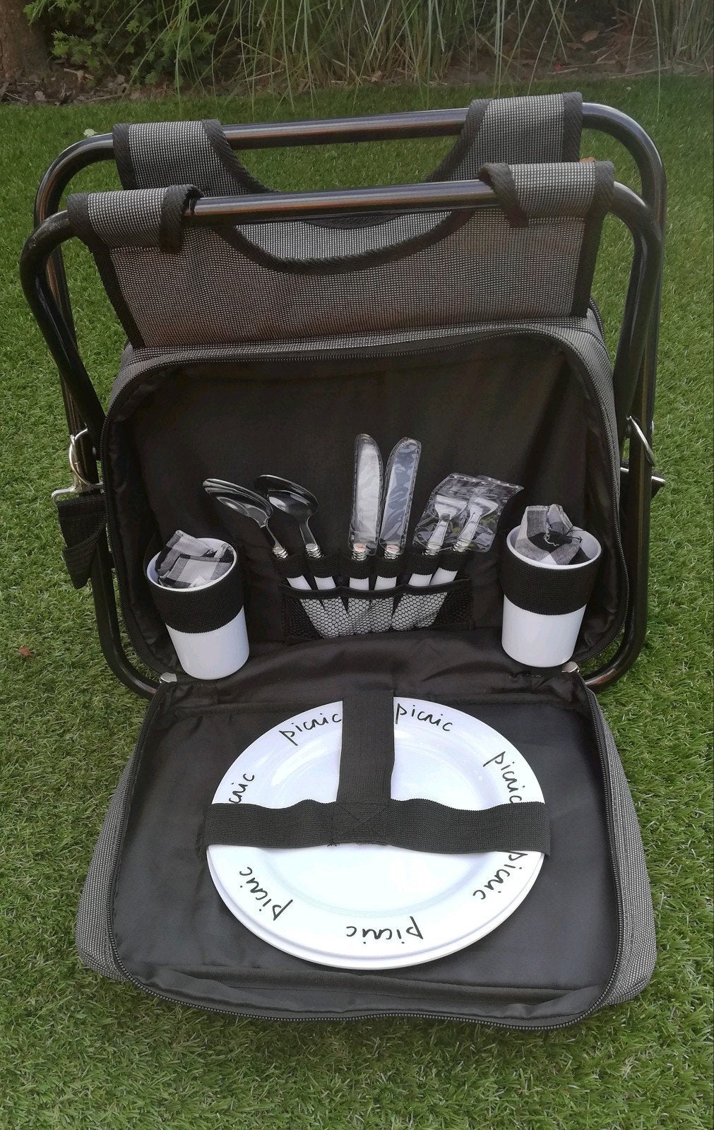 Picknickset 2 personen incl. servies + koelgedeelte en zitje, Ophalen of Verzenden, Nieuw