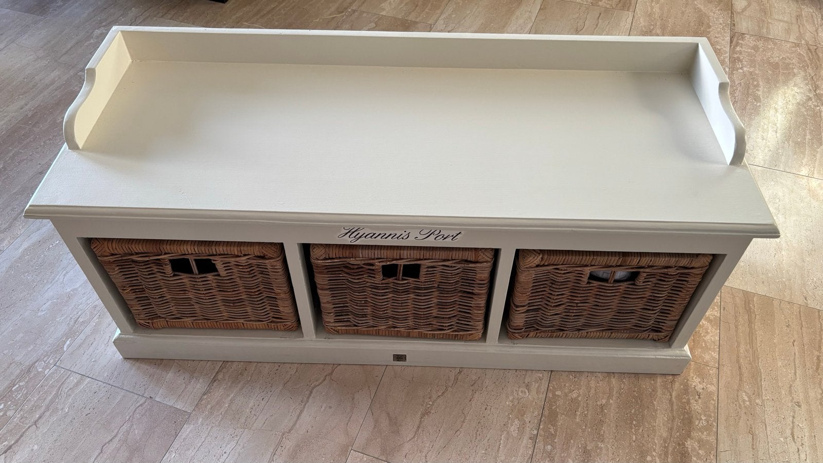 Riviera Maison Hyannis Port Bench met 3 Rattan Manden, Ophalen, Gebruikt