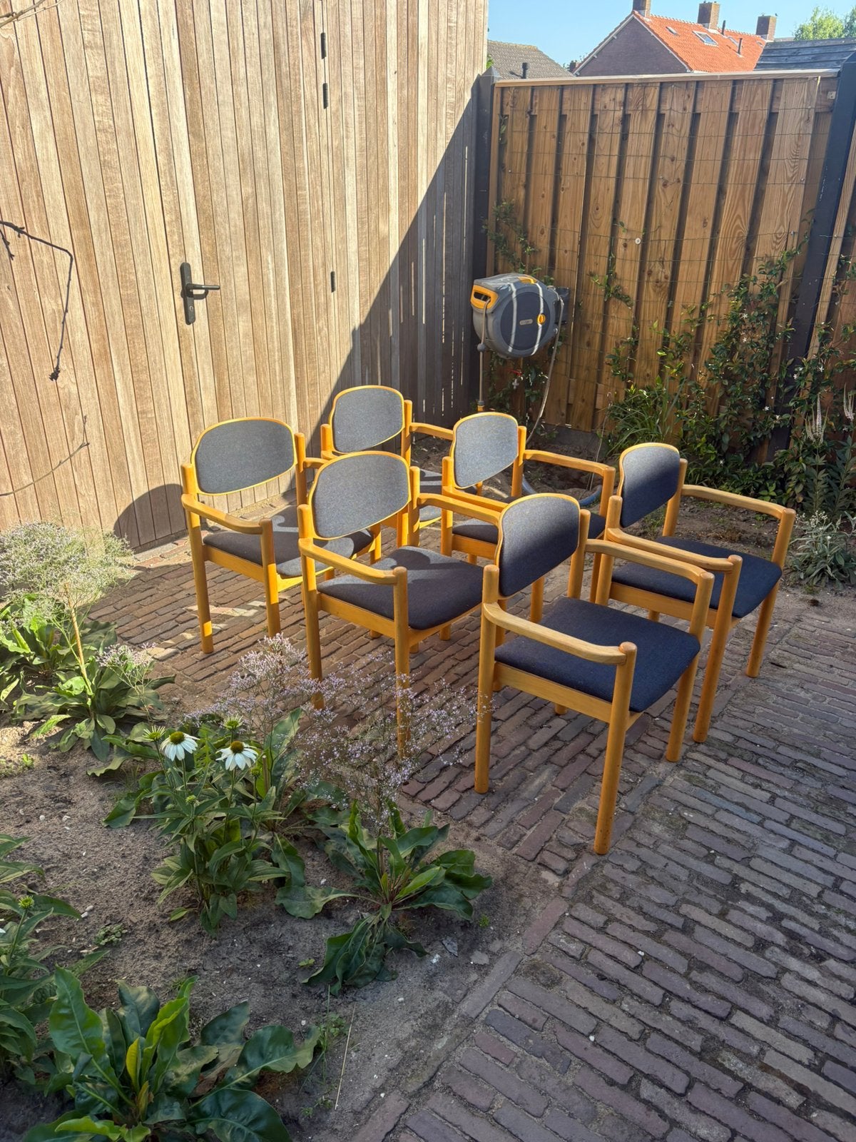 Mooie vintage design casala stoelen in goede staat., Vintage design, Blauw, Ophalen of Verzenden, Zo goed als nieuw