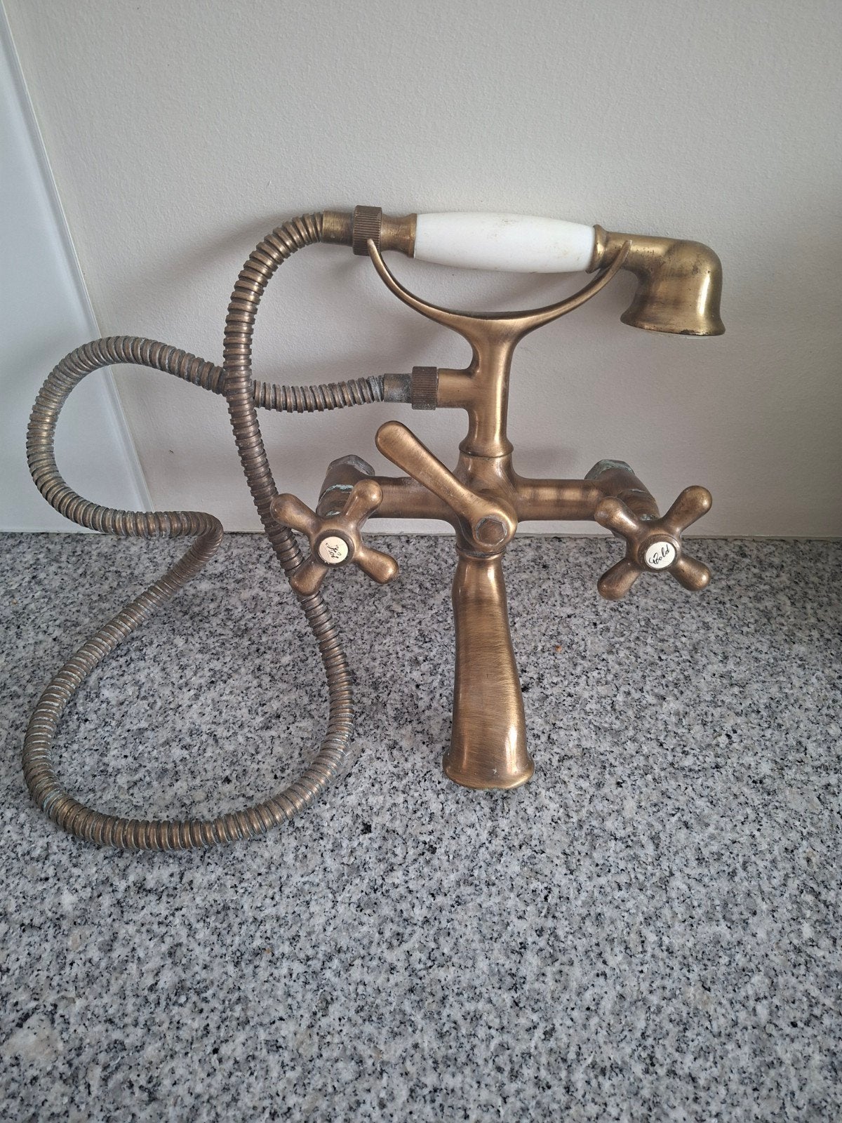 Vintage messing kraan met handdouche, Doe-het-zelf en Verbouw, Sanitair, Ophalen of Verzenden, Gebruikt, Kraan