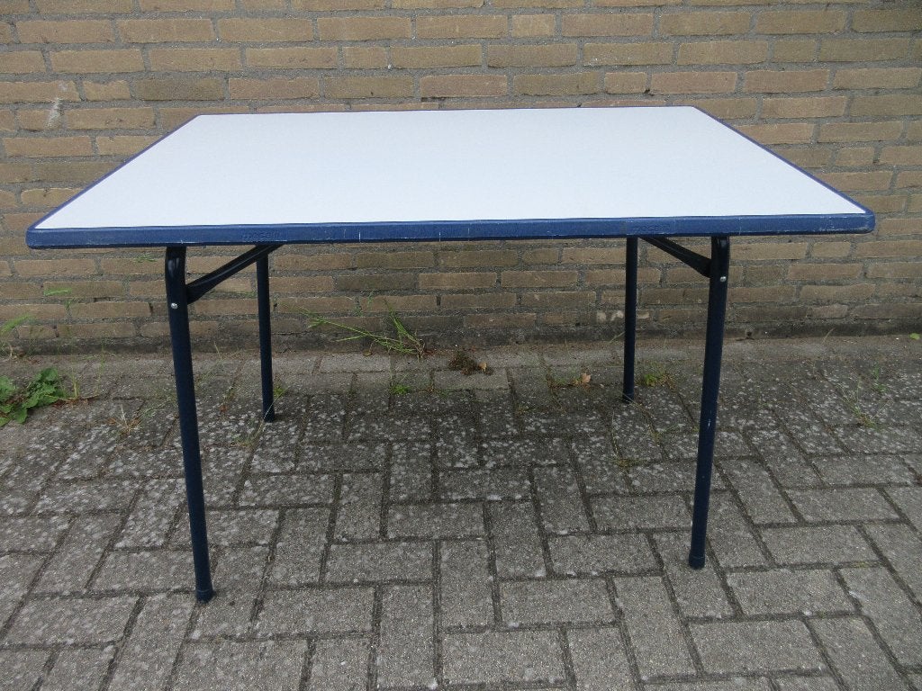 Vintage Mecalit tafel campingtafel met blauwe rand, Ophalen, Gebruikt, Campingtafel