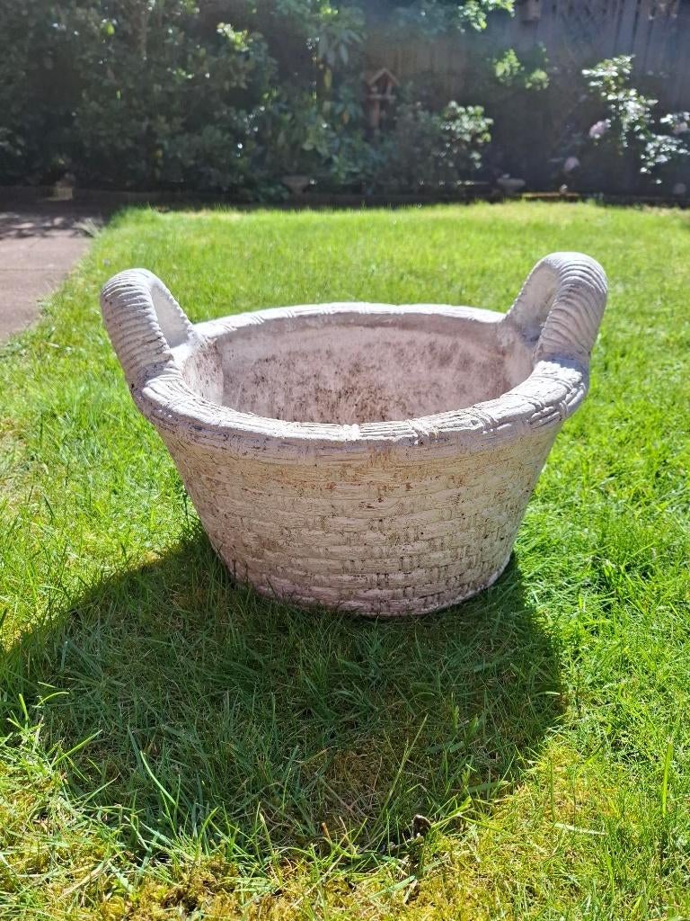 Bloembak, bloemenmand steen, Tuin en Terras, Bloembakken en Plantenbakken, Ophalen, Steen, Gebruikt, Minder dan 30 cm