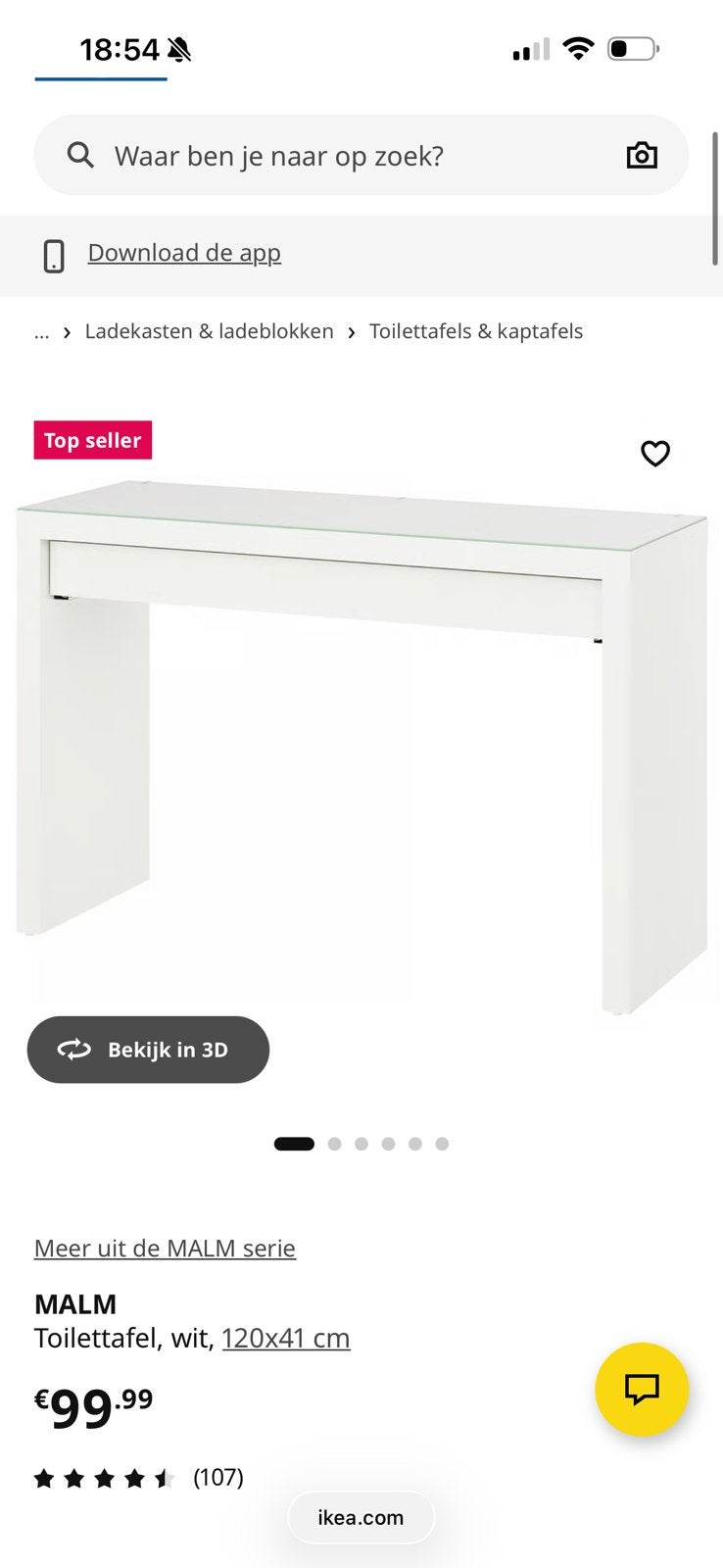 Kaptafel ikea, Huis en Inrichting, Ophalen of Verzenden, Zo goed als nieuw, 50 tot 100 cm, Minder dan 100 cm
