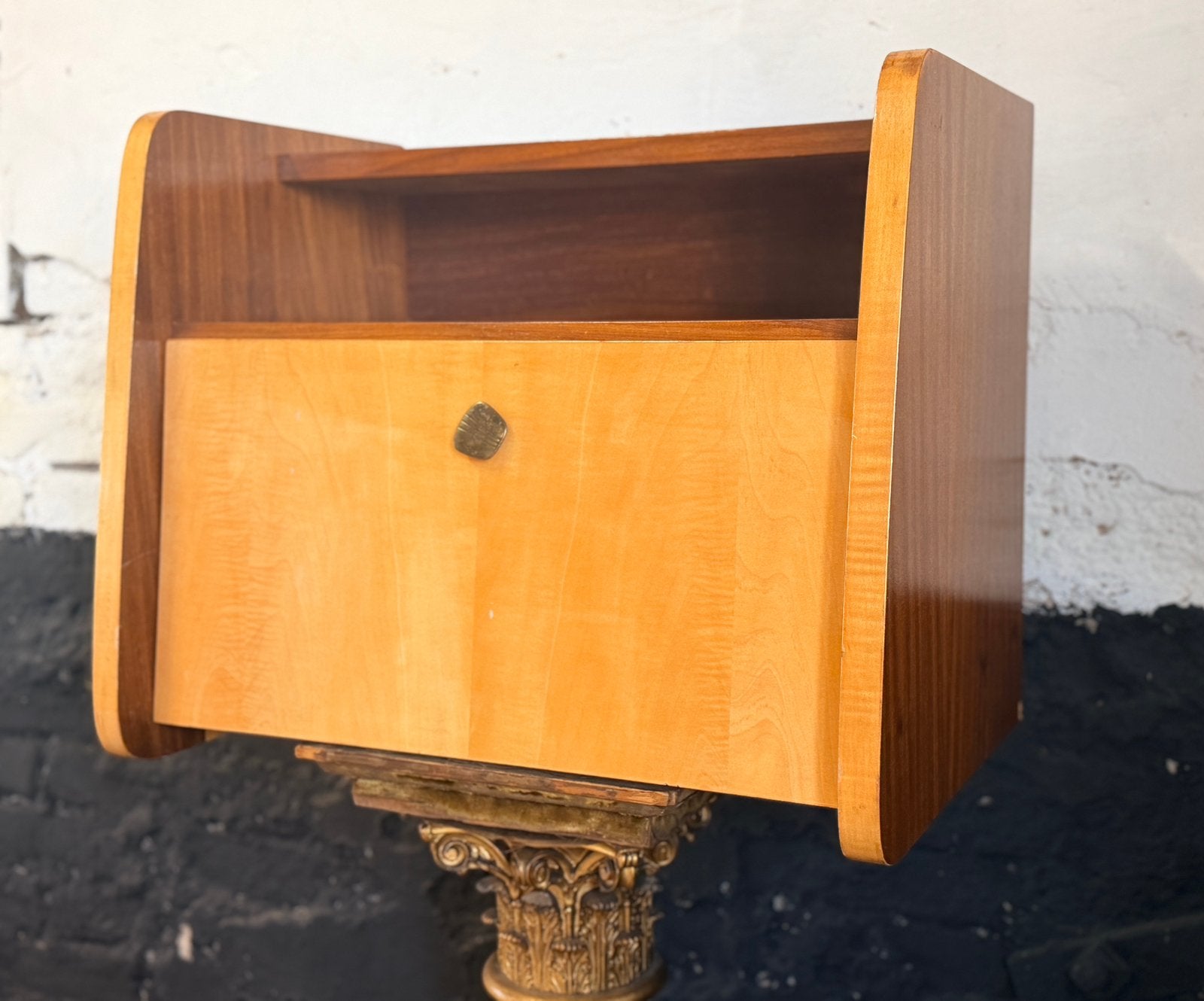 Vintage mid century kastje wandkastje nachtkastje berken, Ophalen, Gebruikt