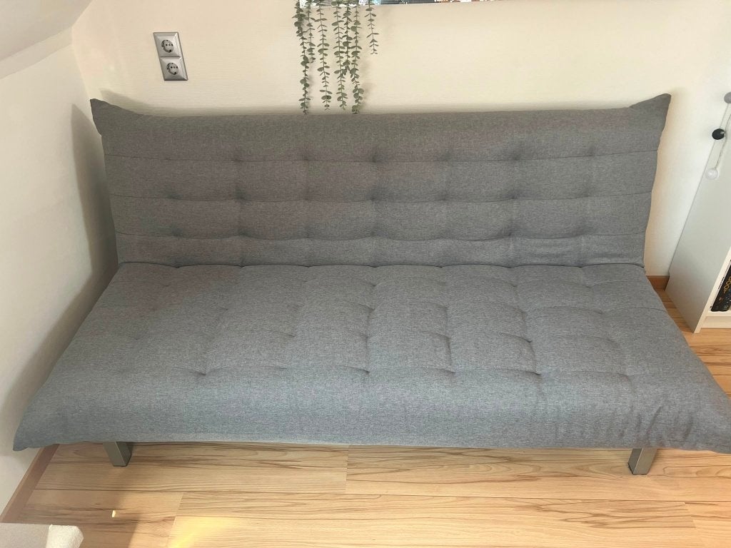 Slaapbank San Francisco twijfelaar grijs NIEUWSTAAT, Ophalen, Nieuw, 190 cm of minder, Twijfelaar