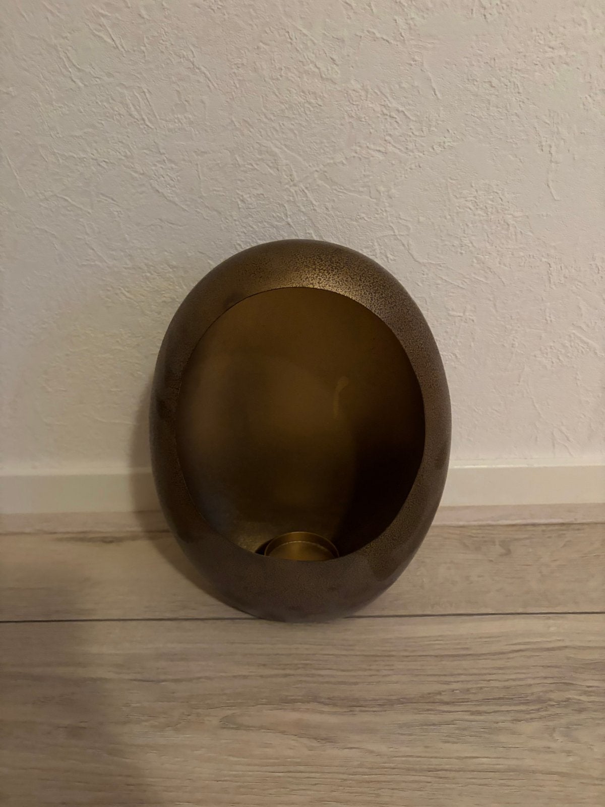 Moderne bronzen waxinelichthouder, Ophalen, Bruin, Waxinelichthouder, Zo goed als nieuw