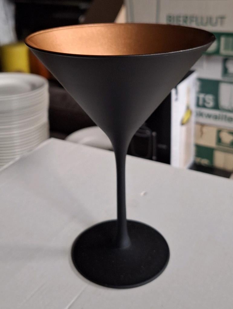 12x Cocktailglas ijscoupe zwart/brons Stölzle Lausitz, Ophalen of Verzenden, Zo goed als nieuw
