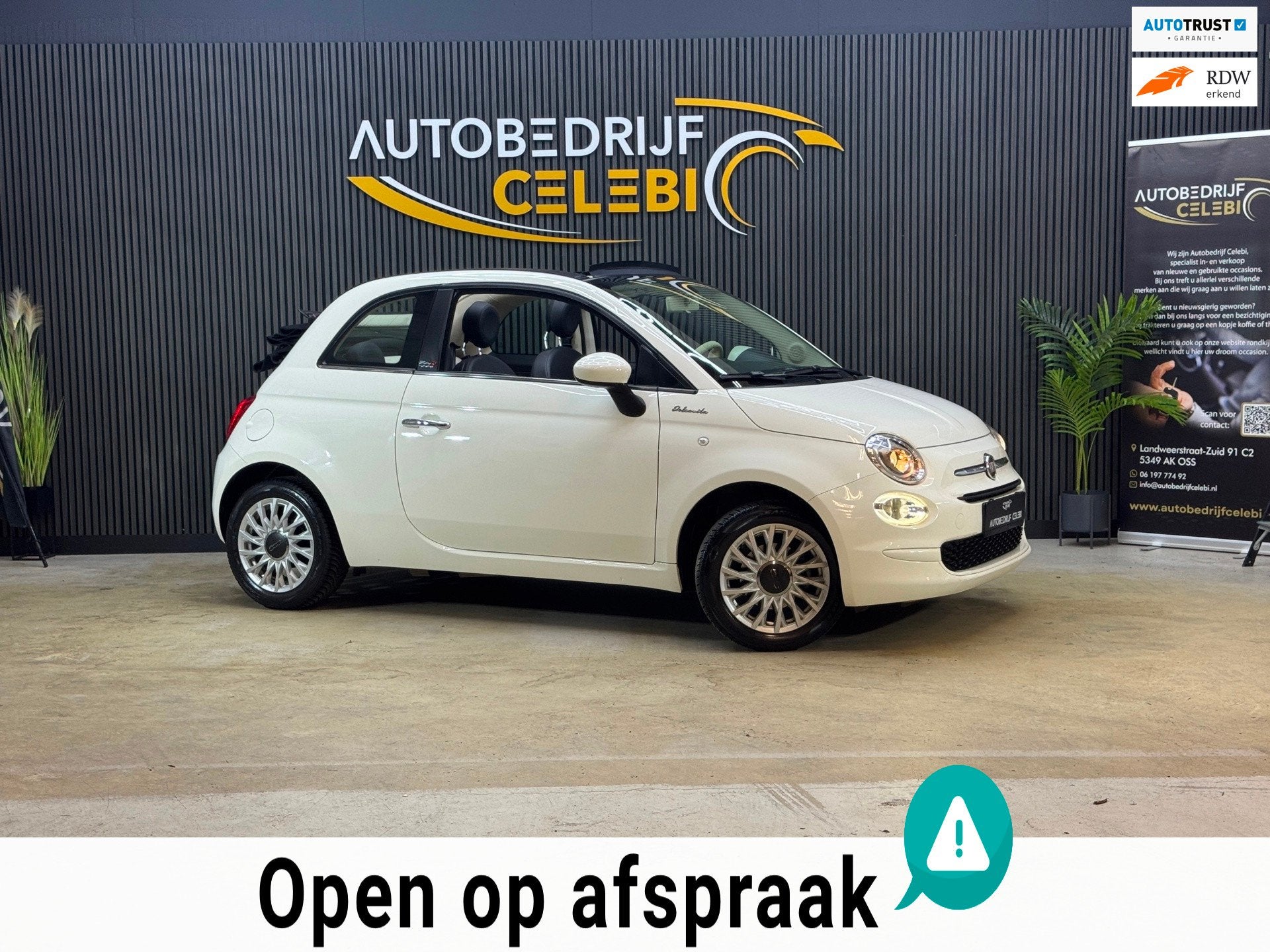 Fiat 500 C 1.0 Hybrid Dolcevita 2023 WIT CABRIO|CARPLAY, Voorwielaandrijving, Gebruikt, Cabriolet, 4 stoelen