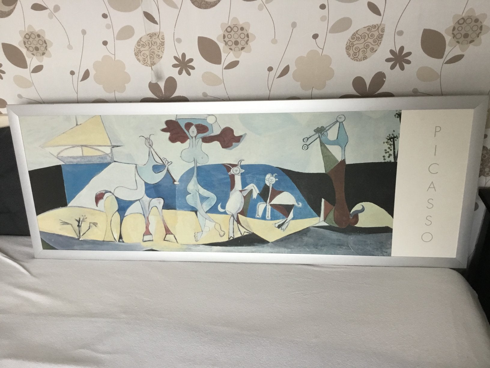 Prent Picasso. Ophalen. 120x45 cm met aluminium lijst., Ophalen, Gebruikt, Schilderij