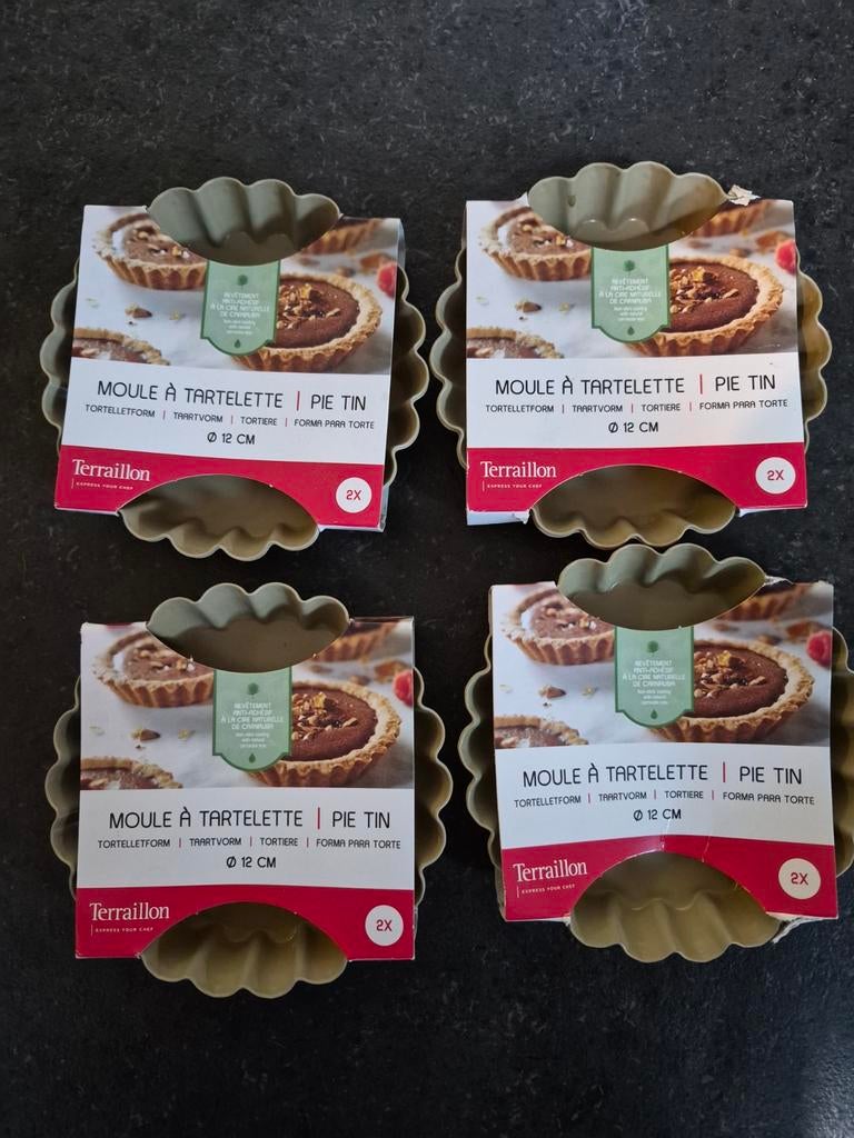 4x Terraillon Tartelettevormpjes Ø 12 cm - Nieuw, Ophalen of Verzenden, Nieuw
