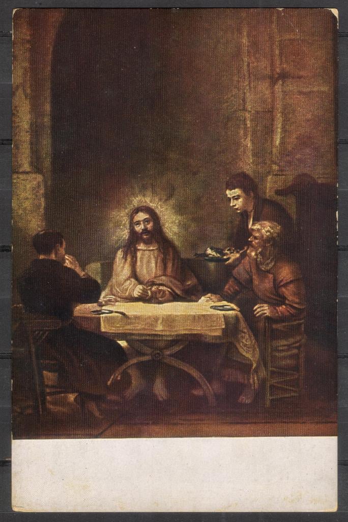 Godsdienst (2) - Rembrandt - Supper at Emmaus, Verzenden, Voor 1920, Ongelopen, Overige thema's