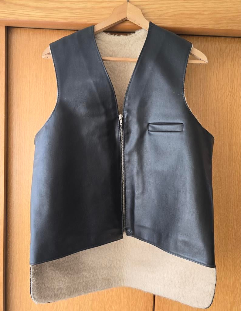 Leren bodywarmer met warme voering mt L, Ophalen of Verzenden, Zwart