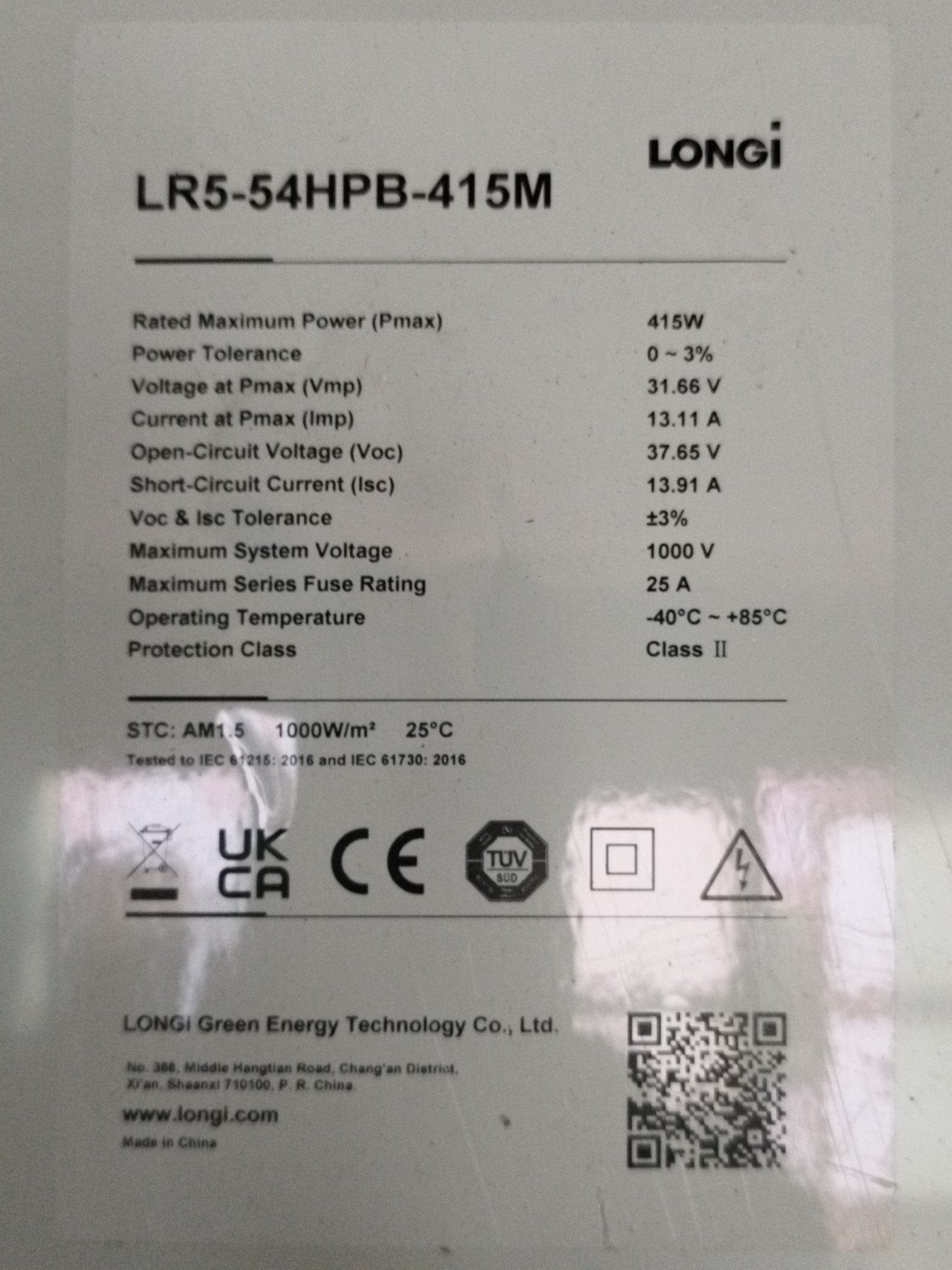 Longi Solar Paneel LR5-54HPB-415M - 415W, Ophalen of Verzenden, Nieuw