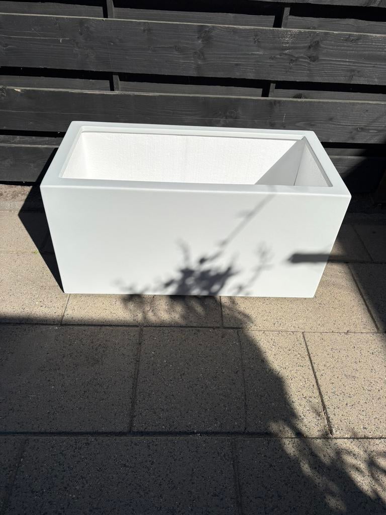 Licht grijze polyester geisoleerde bloembak 2x, Ophalen, Kunststof, 100 cm of meer, Nieuw