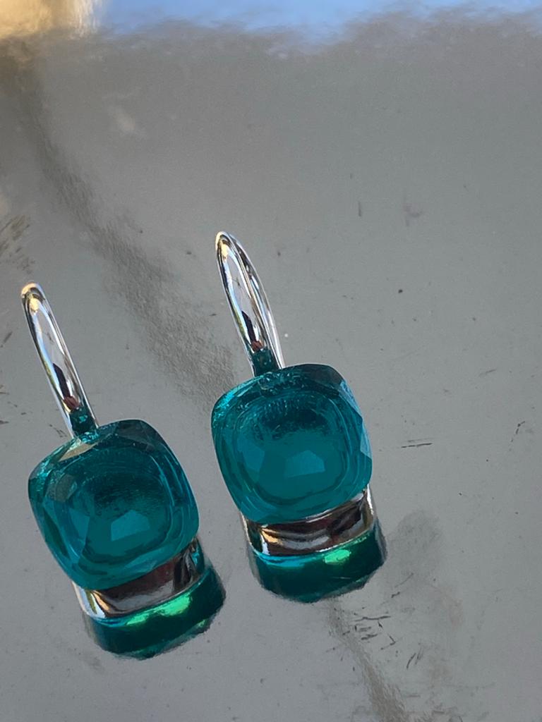 Zeegroene oorbellen in Pomellato stijl - Eyecatcher!, Hangers, Verzenden, Nieuw, Met edelsteen