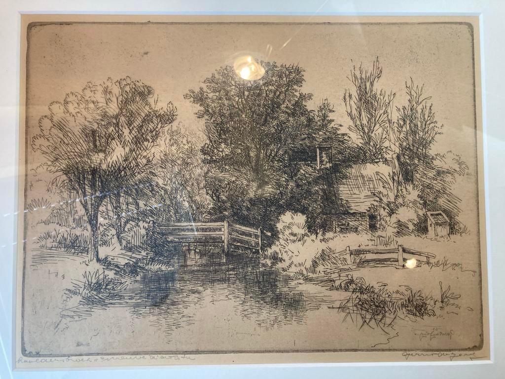 Ets 'Haaldersbroek' van Gerrit de Jong, 1963, Ingelijst, Ophalen of Verzenden, Landschap, 1950 - 1999