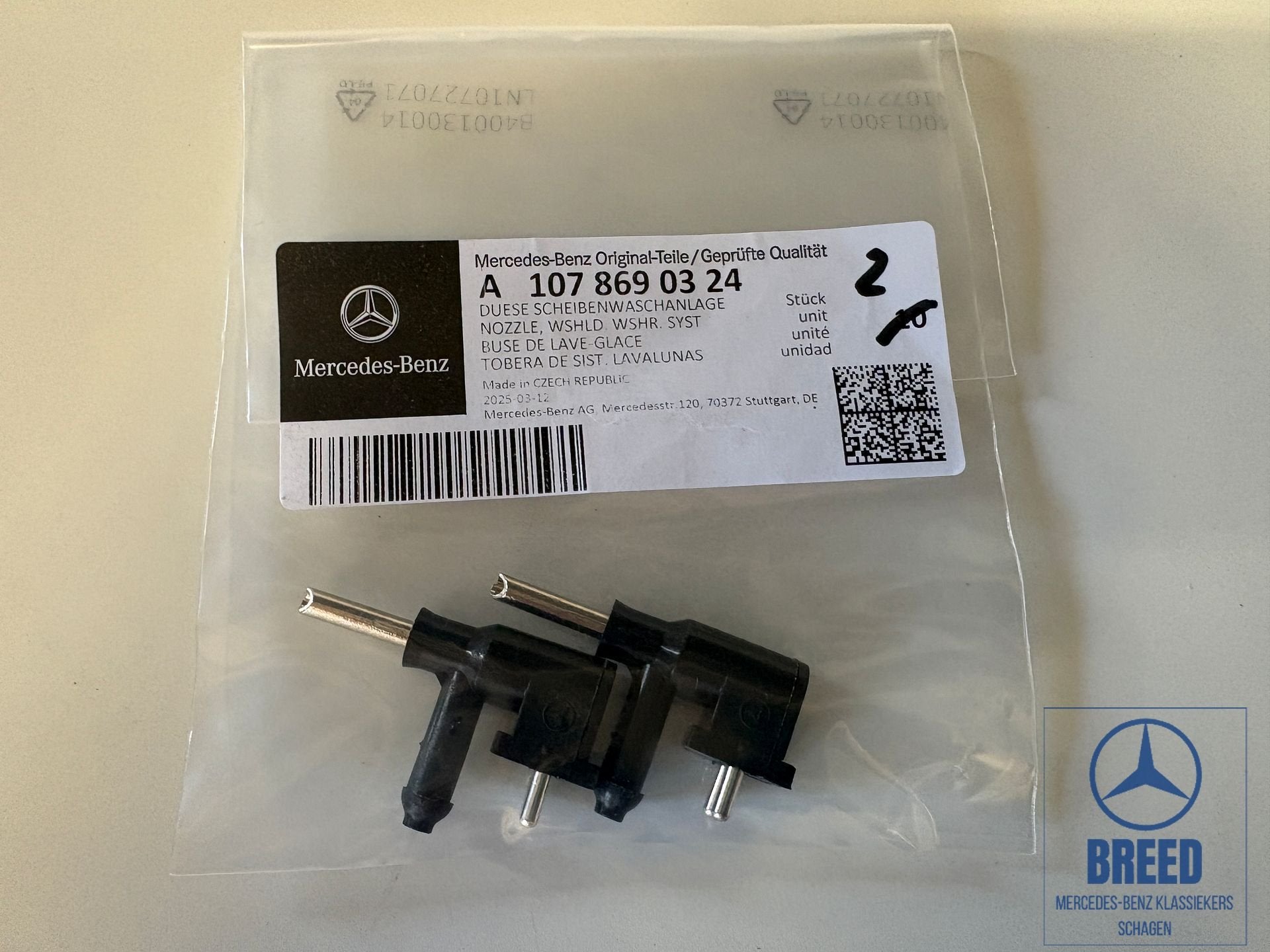 NOS ruitensproeierkop L+R voor Mercedes-Benz R107 facelift, Auto-onderdelen, -, Nieuw, Ophalen of Verzenden, -