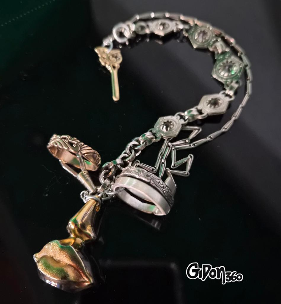 Antique Victorian chain w/ Salvador Dali pendant, Verzenden, Zilver