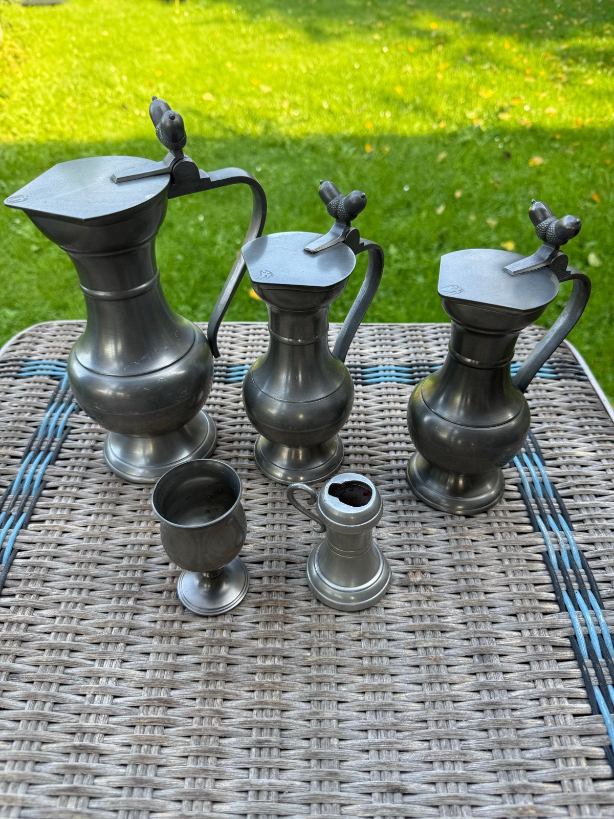 Vintage tinnen eikeltjeskannen set – Real Dutch Pewter 94%, Antiek en Kunst, Ophalen of Verzenden