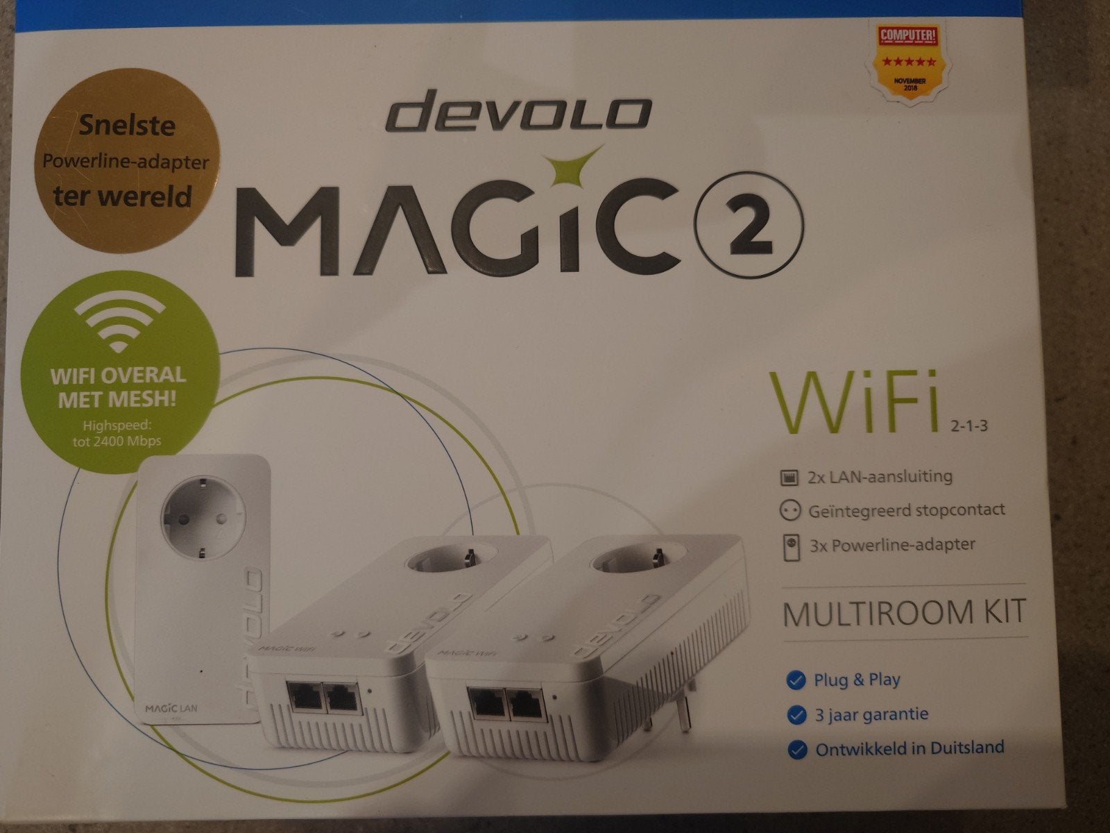 Devolo Magic 2 WiFi 2-1-3 Multiroom Kit Powerline Adapter, Computers en Software, Powerlines, Ophalen of Verzenden, Zo goed als nieuw
