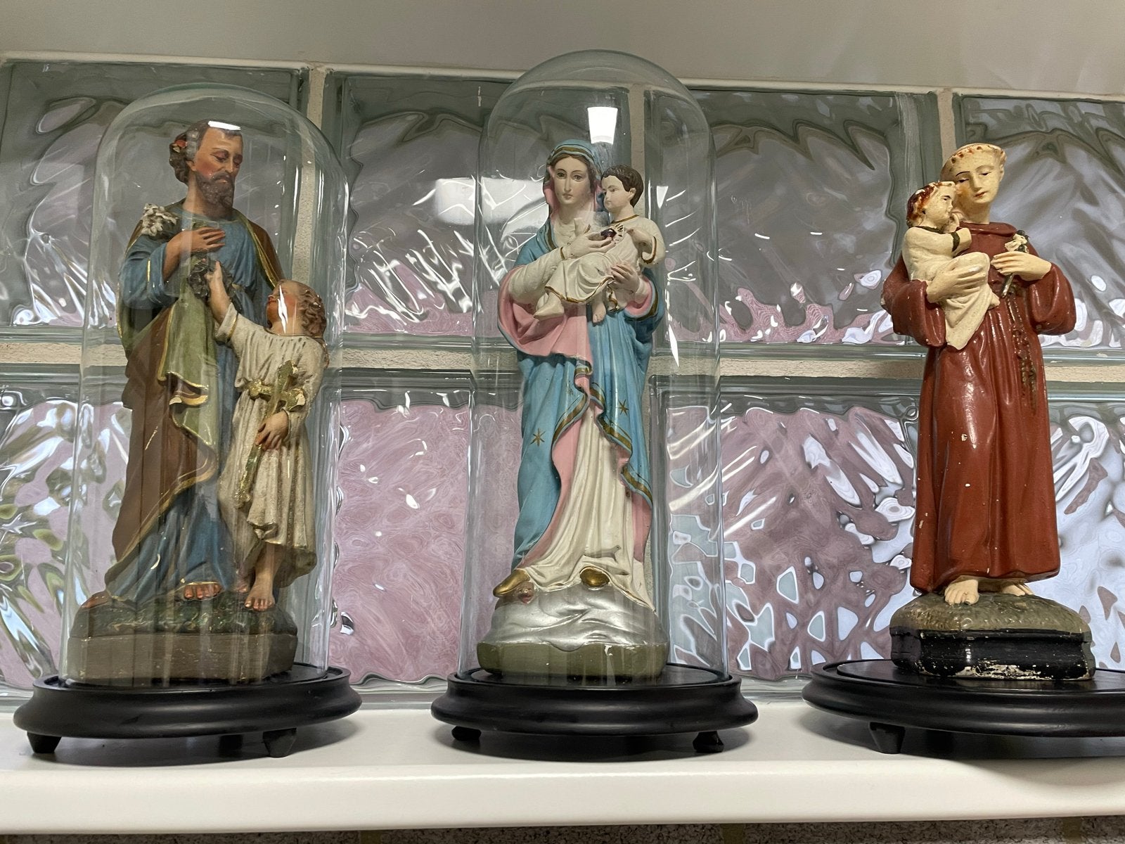 Set van 3 religieuze beelden: Jozef, Maria en Antonius, Ophalen