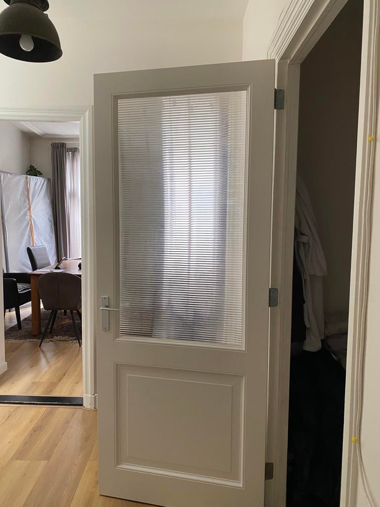 Antieke glas paneeldeur 224x90 incl beslag, Doe-het-zelf en Verbouw, Deuren en Horren, Ophalen, Binnendeur, 200 tot 215 cm, Glas