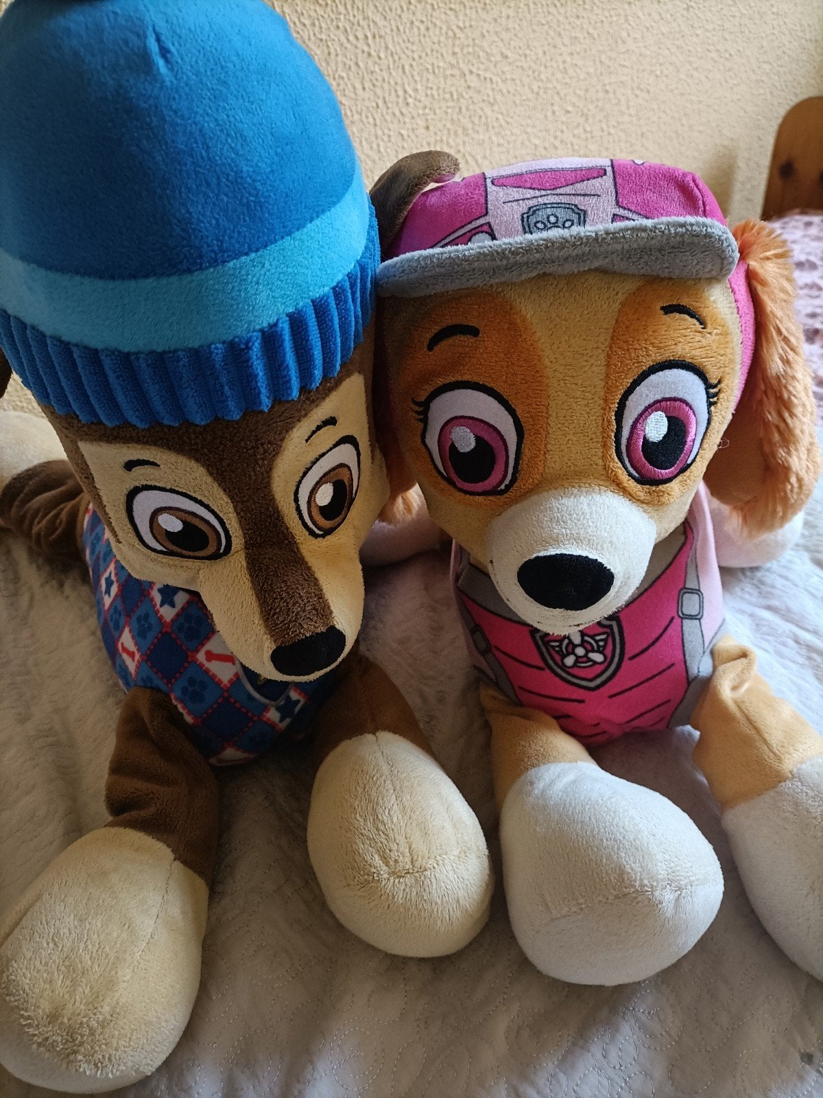Paw Patrol knuffels Chase en Skye - 40 cm hoog, Zo goed als nieuw, Middelgroot (20 tot 80 cm), Bruin, Paw Patrol