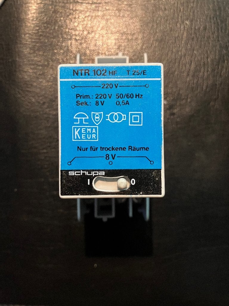 Schupa NTR 102 HF Transformator 220V naar 8V, Ophalen of Verzenden, Gebruikt, Overige merken, Overige typen