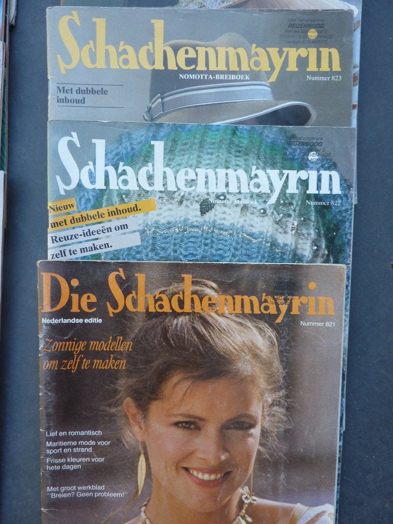 Schachenmayr 7x dikke breiboek jaren 80 Nomotta breipatronen, Verzenden, Gebruikt, Breien, Patroon of Boek