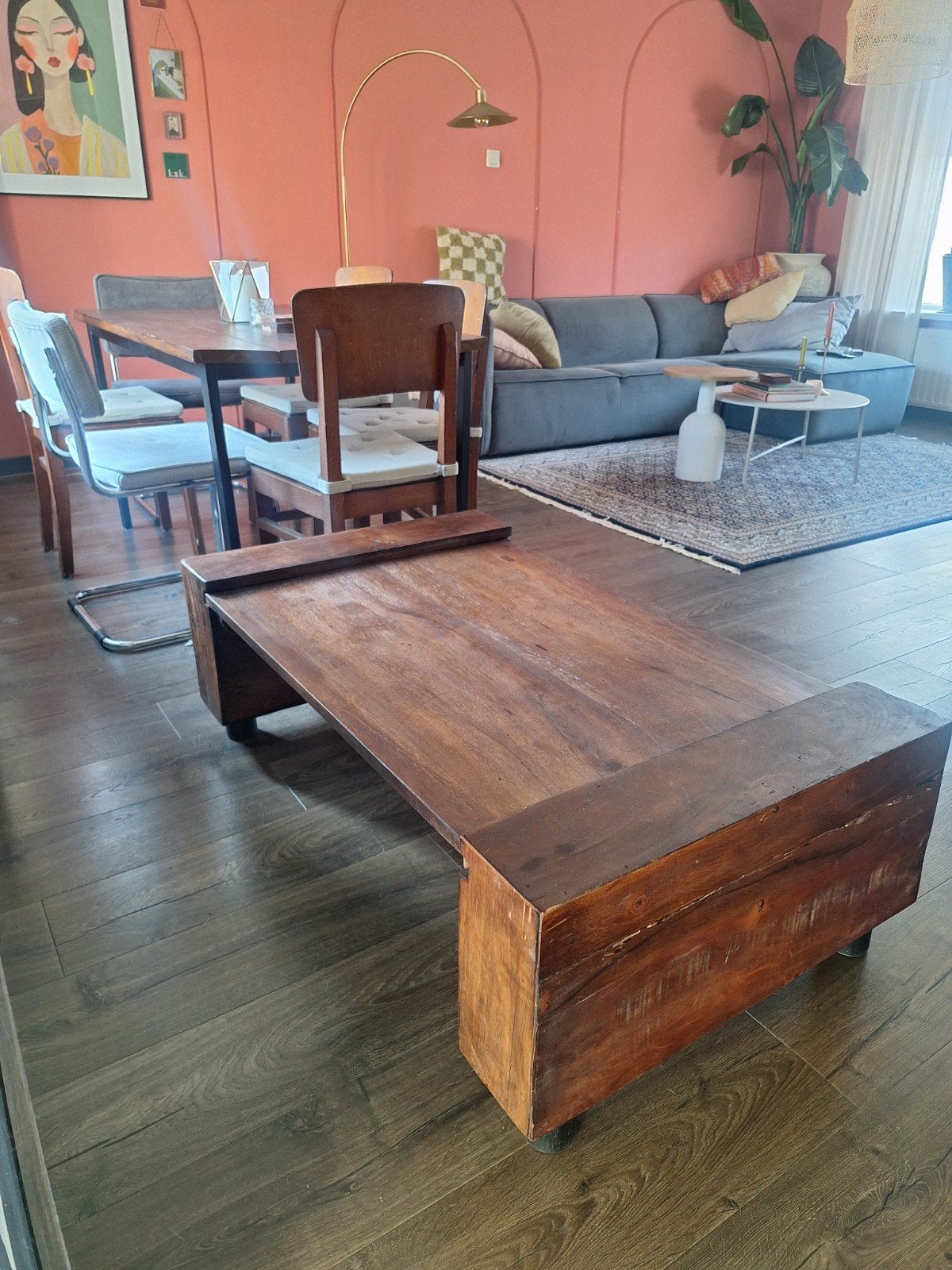 Mooie salontafel Woood te koop!, Ophalen, 50 tot 100 cm, Rond, 50 tot 100 cm
