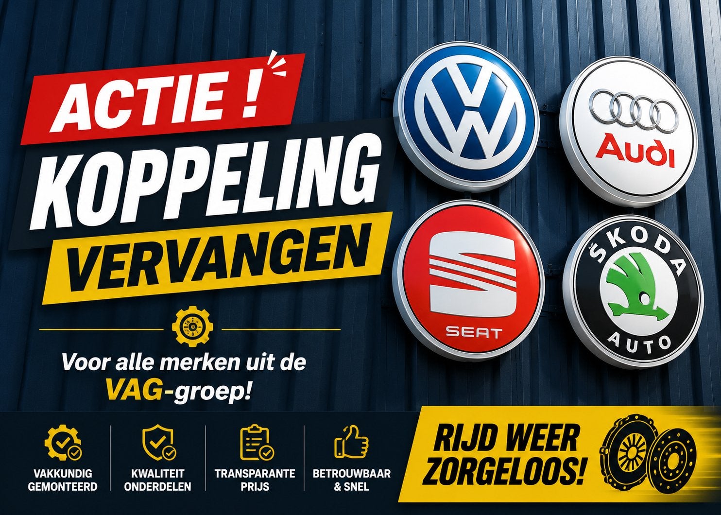 Volkswagen audi skoda polo koppeling vervangen actie