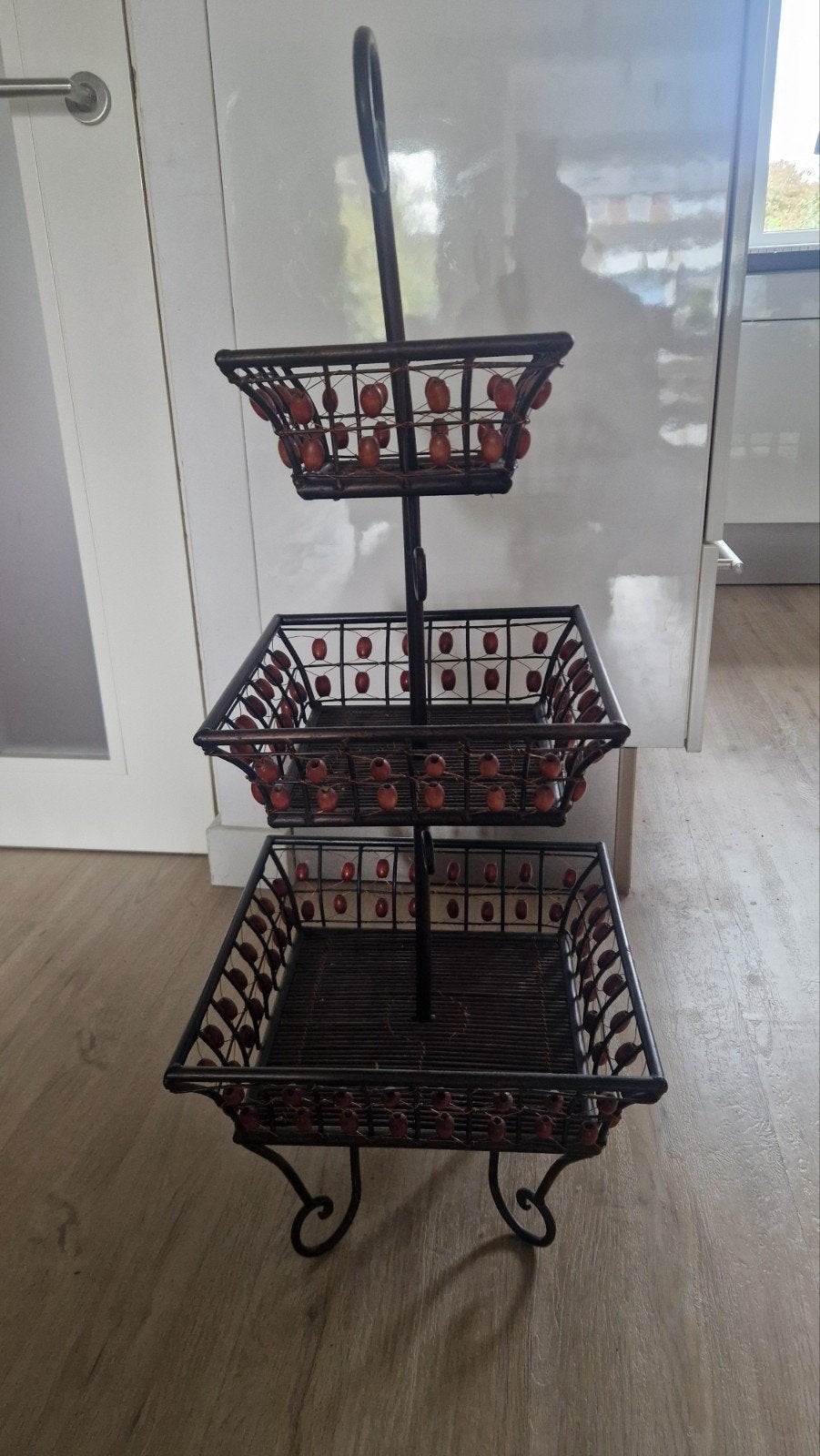 Etagere / fruitmand, 3-laags, 91cm hoog., Ophalen, Gebruikt, Metaal, Overige typen