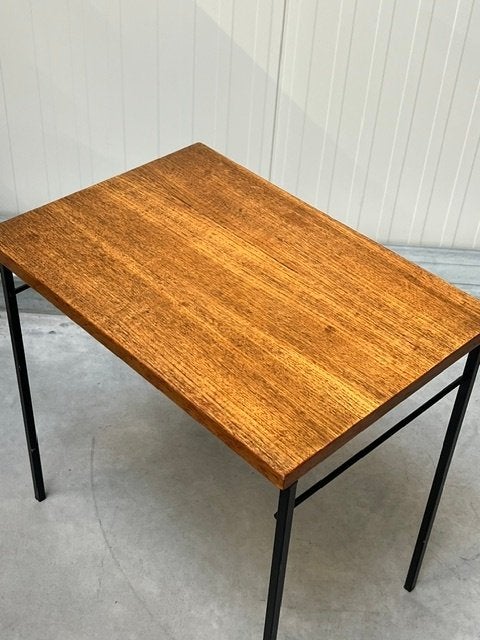Jaren 60 bijzettafel vintage retro tafeltje hout side table, Ophalen, Minder dan 55 cm, Gebruikt, .