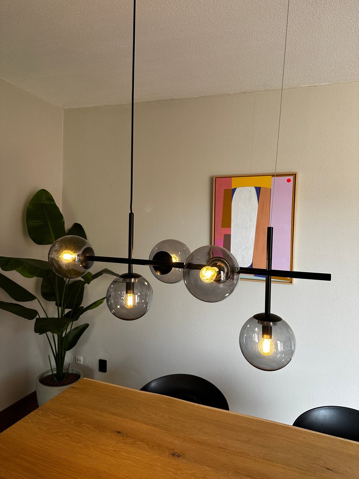 Dyberg Larsen Hanglamp Como zwart 93cm E14, Ophalen, Zo goed als nieuw, Metaal, E14 (klein)