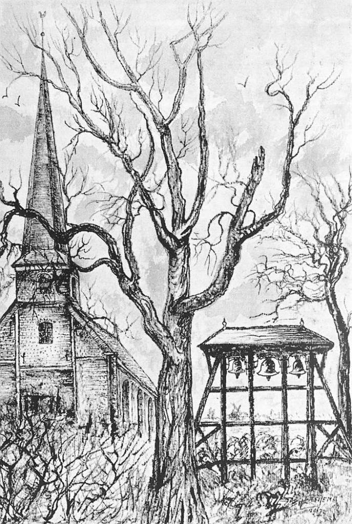 381-494-031 Kerk met oud friese klokkenstoel, Verzenden, Voor 1920, Friesland