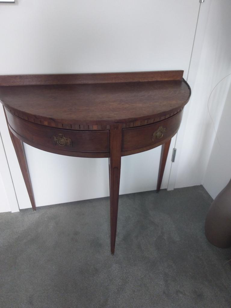 Antieke Halfronde Console Tafel met Lades, Huis en Inrichting, Tafels | Sidetables, Gebruikt, 50 tot 100 cm, Klassiek, Antiek