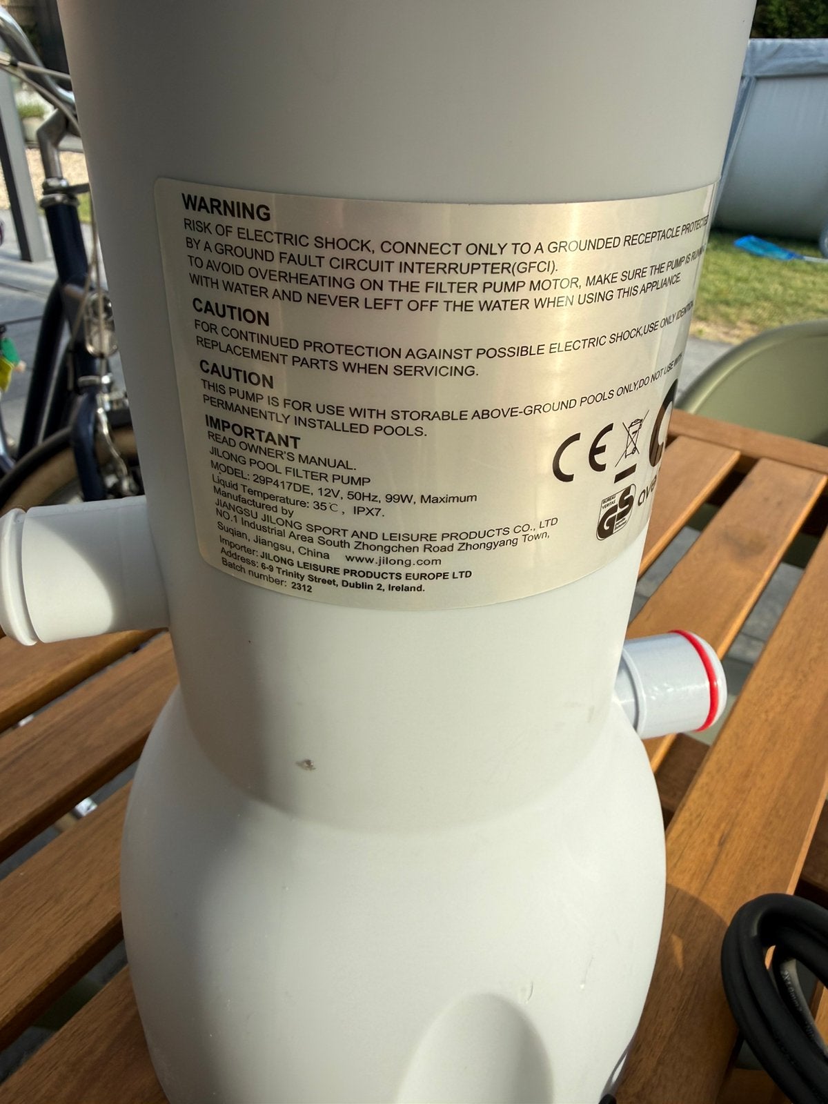 Avenli / Jilong Zwembad Filterpomp 3785 L/u – Model 29P417DE, Tuin en Terras, Zwembad-toebehoren, Ophalen, Zo goed als nieuw