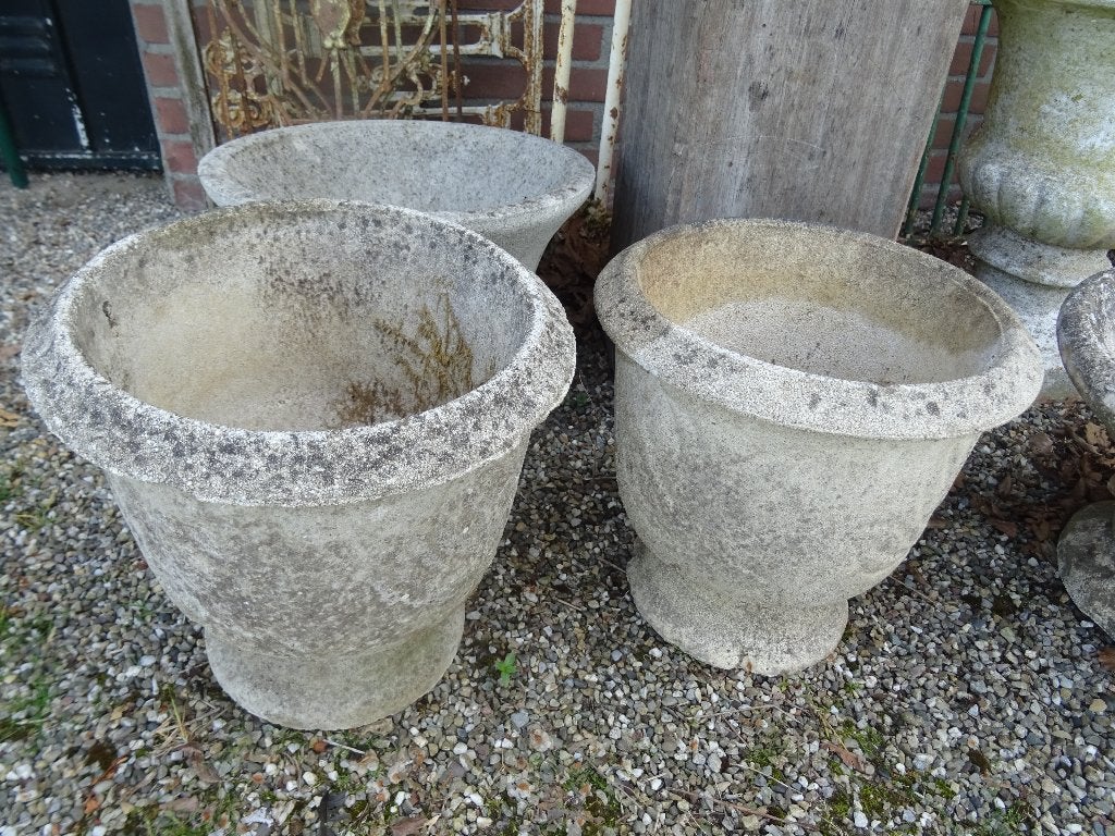 set van 2 antieke Franse bloempotten, Tuin en Terras, Bloempotten, Ophalen, Gebruikt, Rond, Aardewerk