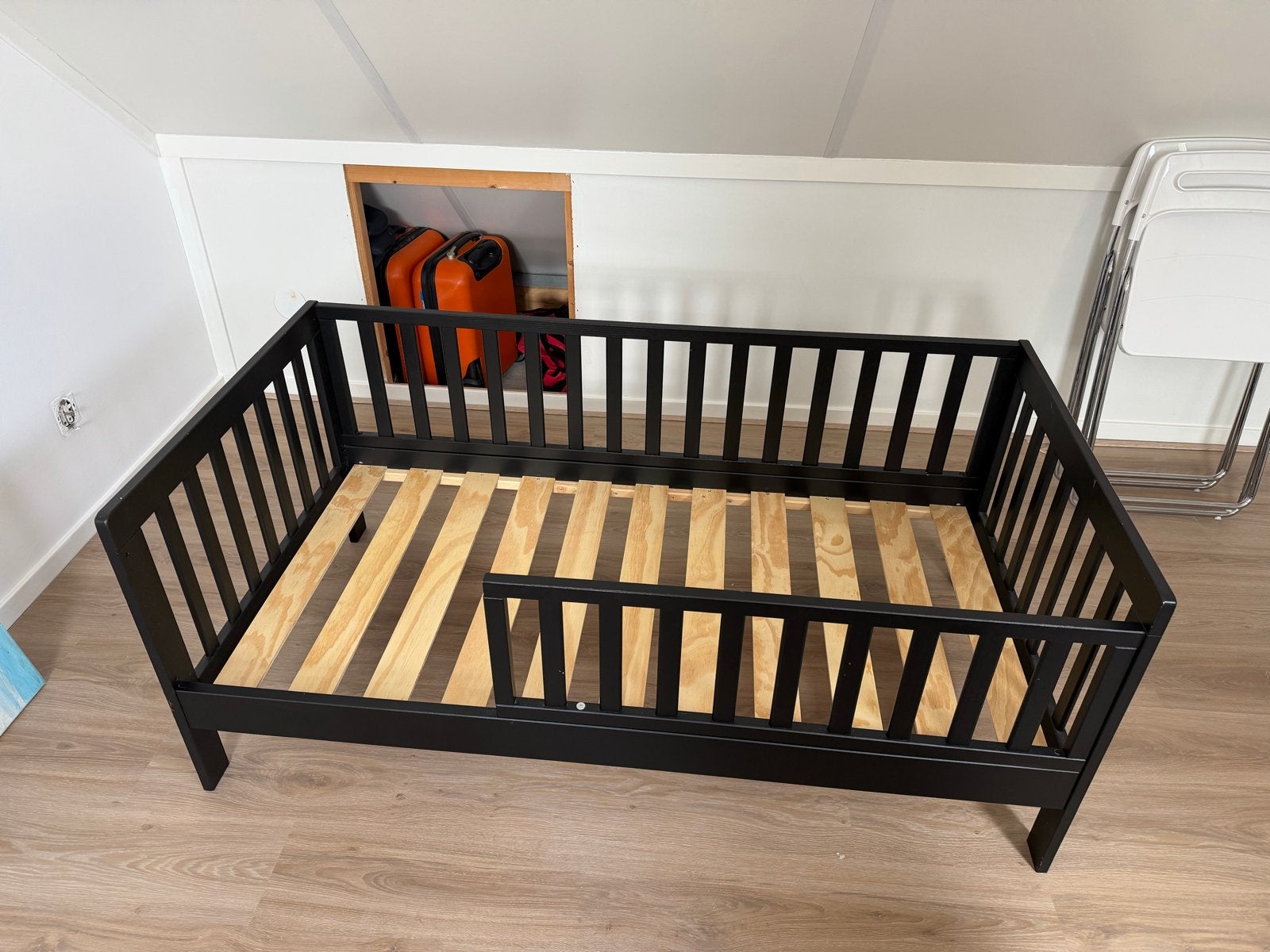 Peuterbed «Plume» 140x70 Zwart Petit Amélie incl. matras/dek, Ophalen, 70 tot 85 cm, 140 tot 160 cm, Zo goed als nieuw