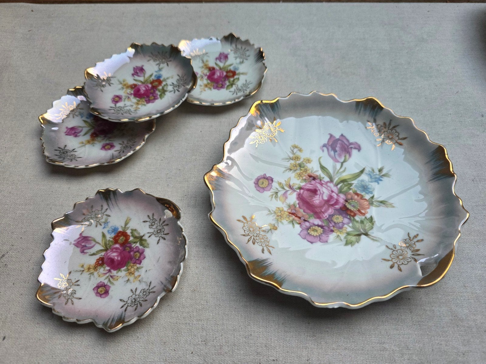 Blad schaal met bordjes/schaaltjes, Ophalen of Verzenden