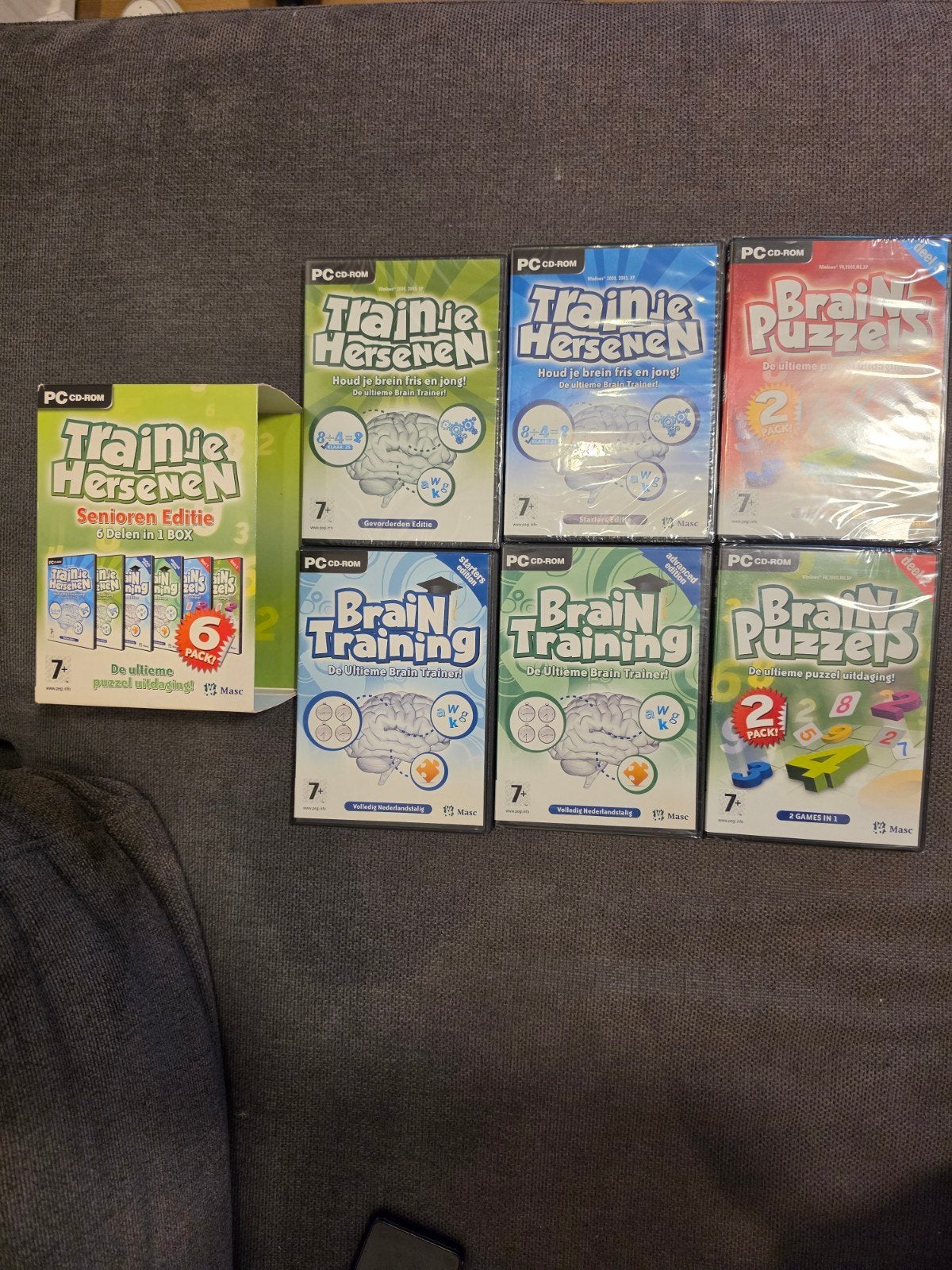 Train je Hersenen & Brain Training PC cd-rom set - 6 games, Spelcomputers en Games, Games | Pc, Nieuw, Puzzel en Educatief, 1 speler